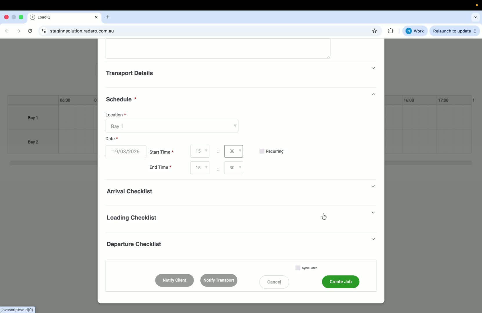Creating a New Booking in LoadIQ