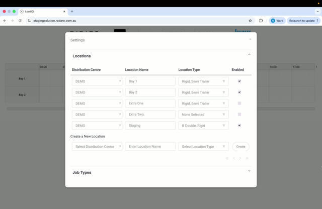 Configuring Bay Locations at a Distribution Center in LoadIQ