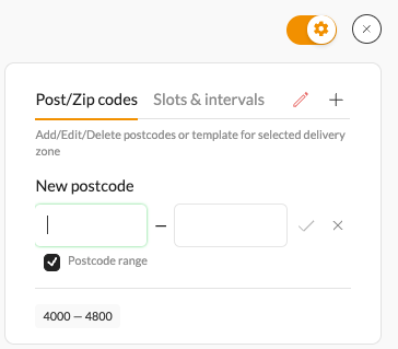 Editing Postcodes for Delivery Zones