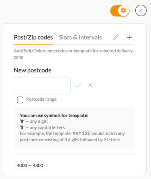 Editing postcodes for Delivery Zones