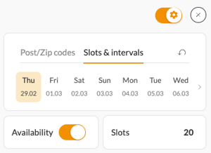 Editing delivery slots and intervals