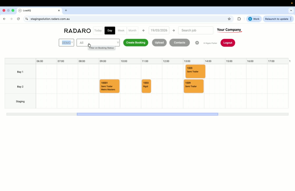 Using Filters for Distribution Centres and Booking Statuses in LoadIQ