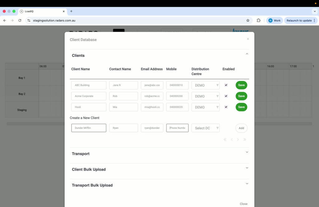Creating New Clients in Load IQ for Individual and Bulk Uploads