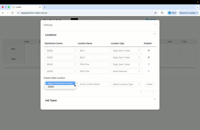 Configuring Bay Locations at a Distribution Center in LoadIQ